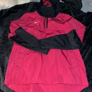 Red baseball windbreaker two pockets on side